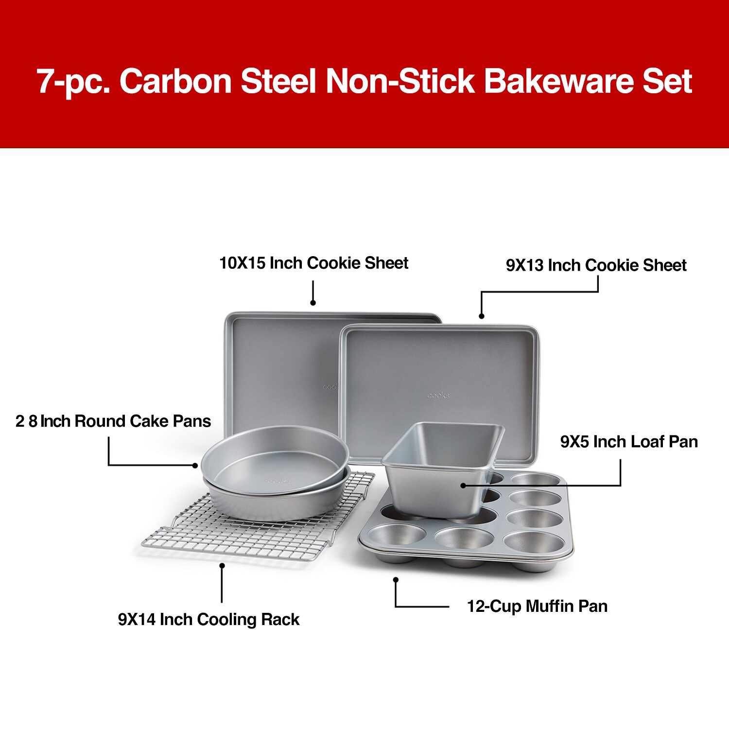 Cooks Carbon Steel Non-Stick 7-pc. Bakeware Set