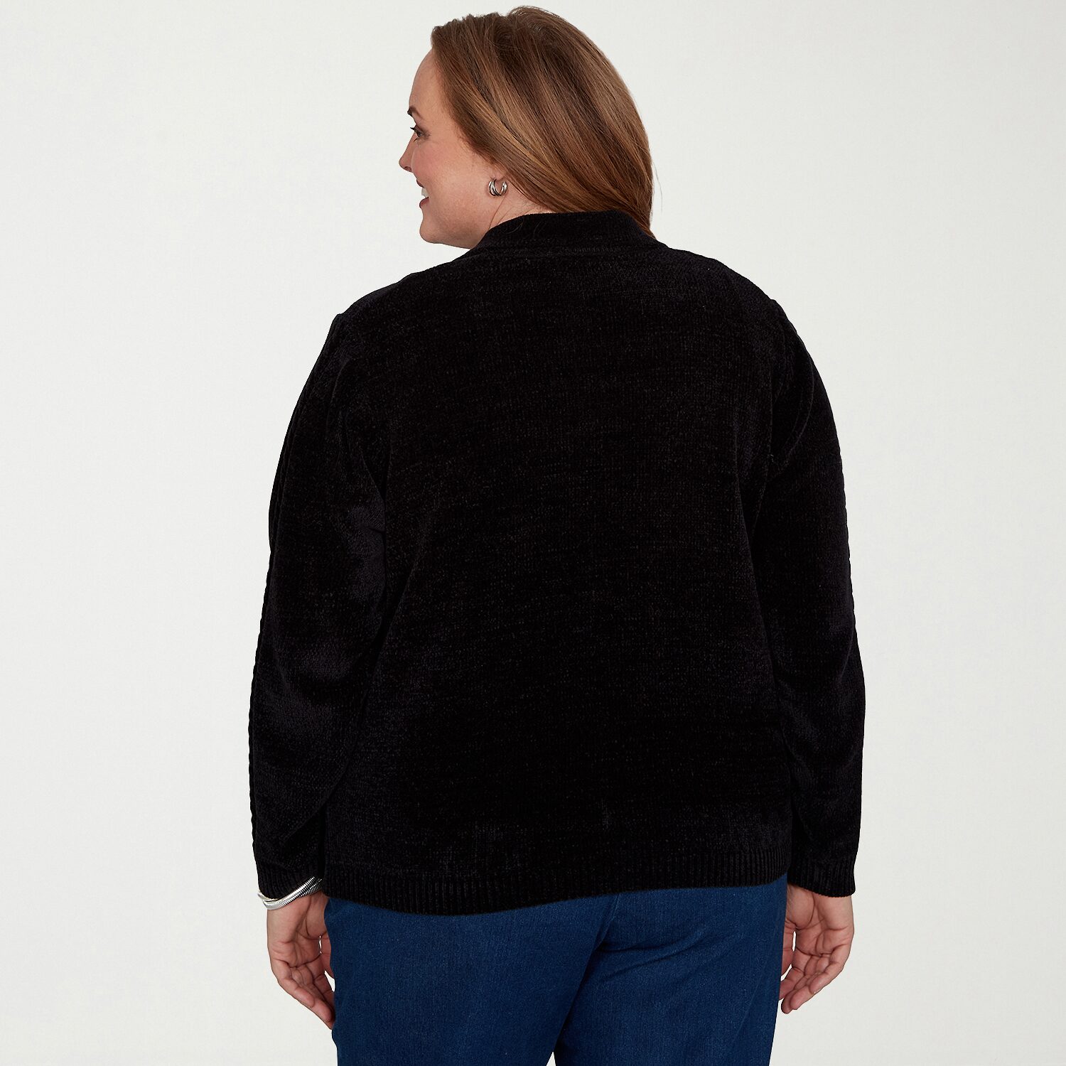 Alfred Dunner Womens Long Sleeve Zipper Plus Cardigan