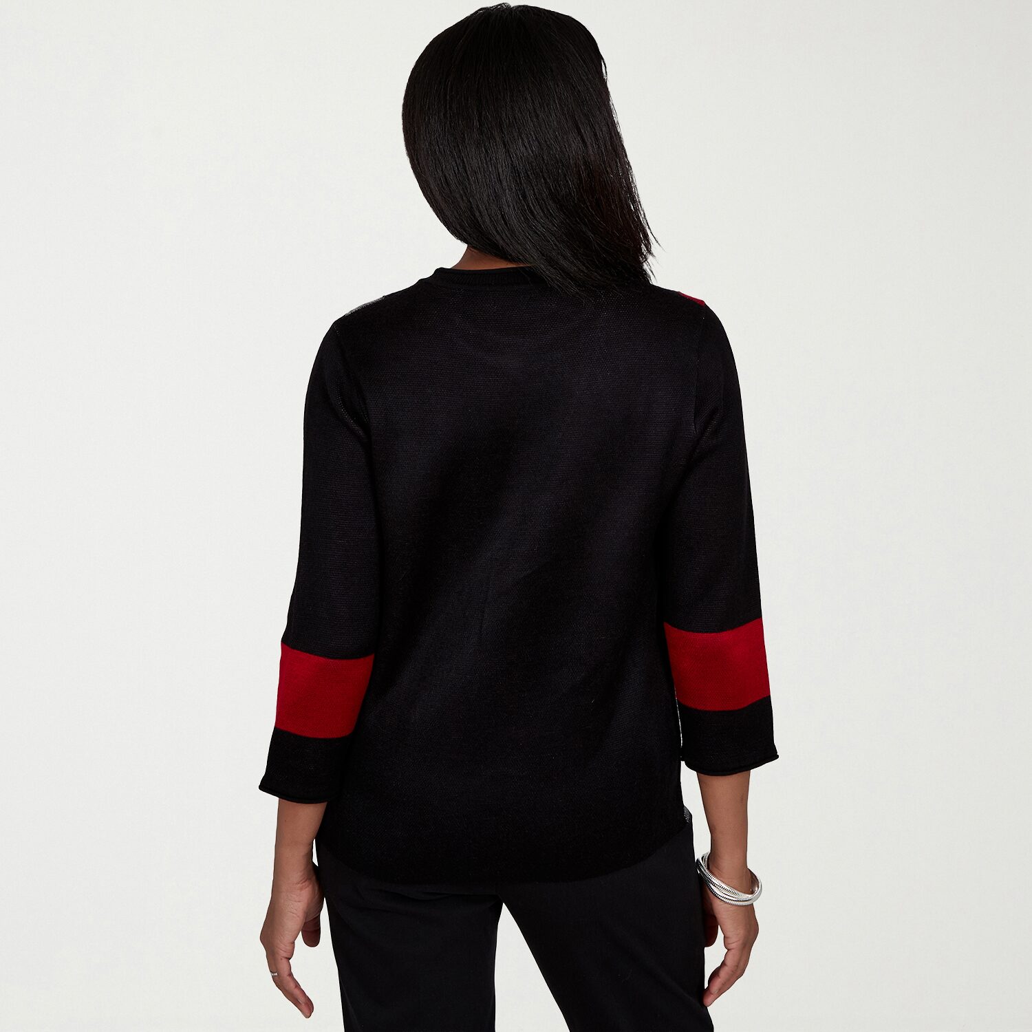 Alfred Dunner Dinner Theater Womens Crew Neck 3/4 Sleeve Pullover Sweater