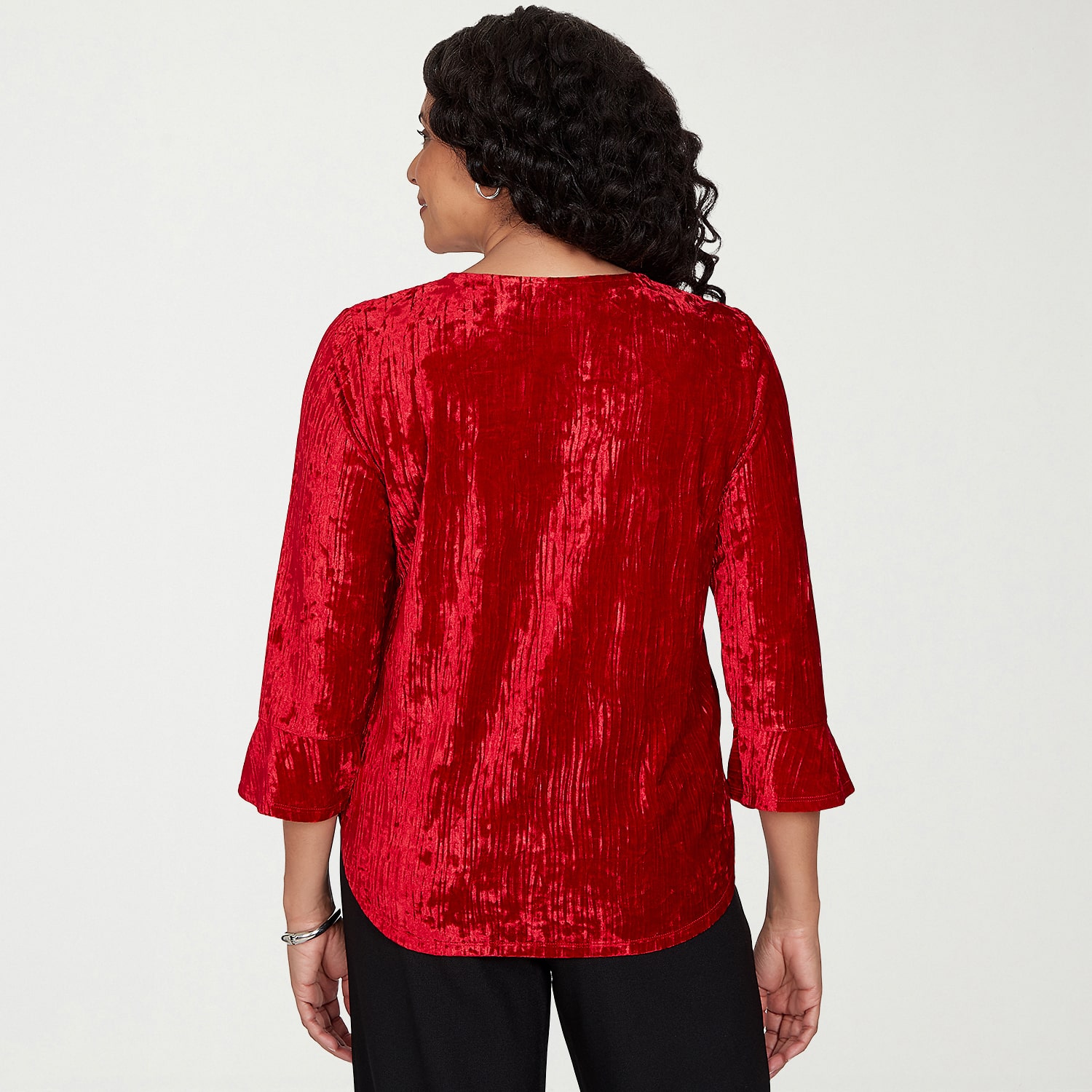 Alfred Dunner Dinner Theater Womens Crew Neck 3/4 Sleeve Blouse