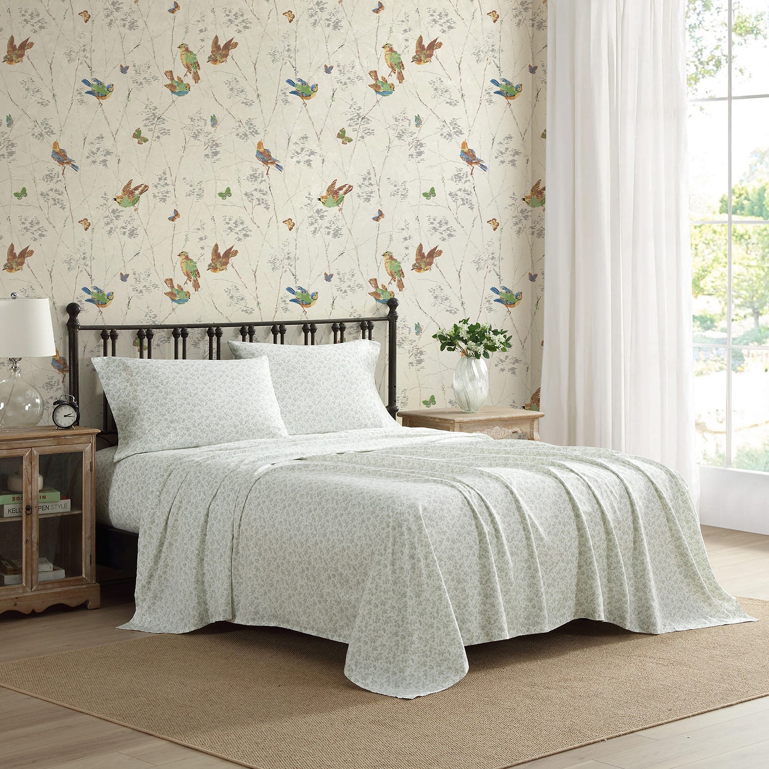 Laura Ashley Floral Toile 300tc Sheet Set