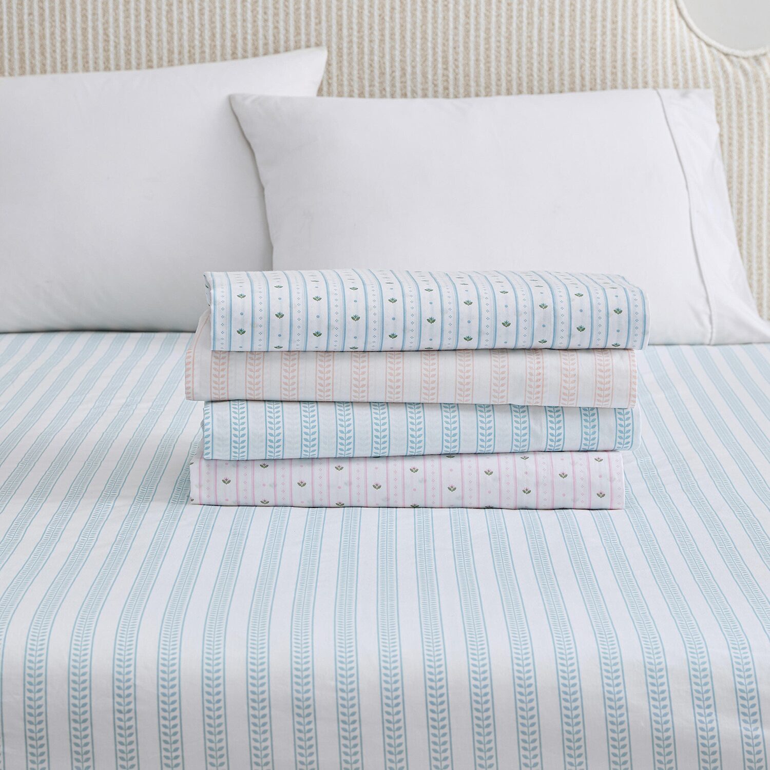 Martha Stewart Leaf Stripe Sheet Set