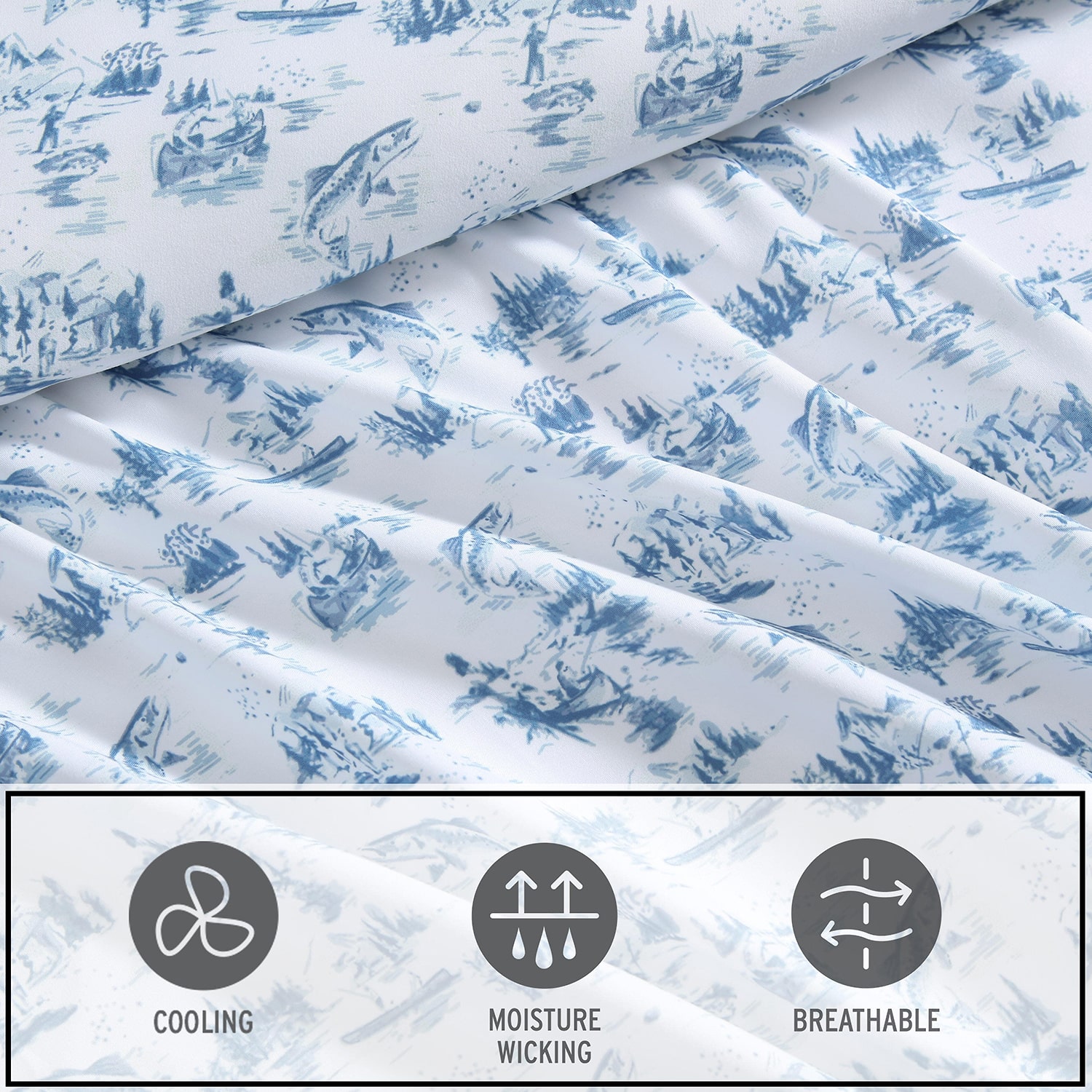 Eddie Bauer Fish Town Toile Sheet Set
