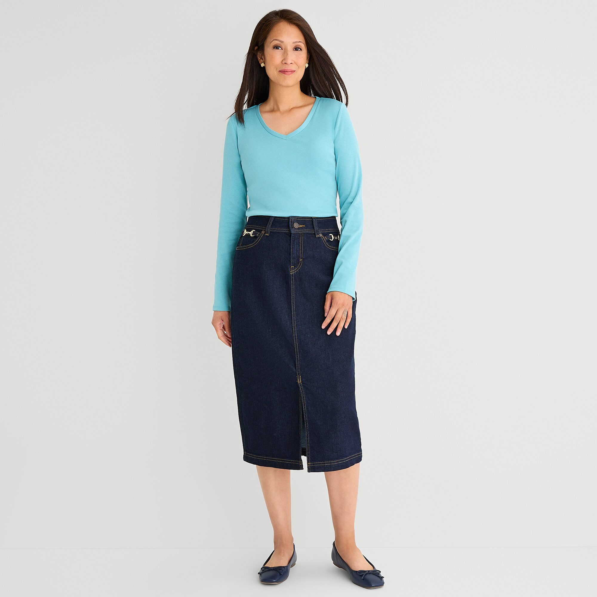 Liz Claiborne Womens Tall V Neck Long Sleeve T-Shirt