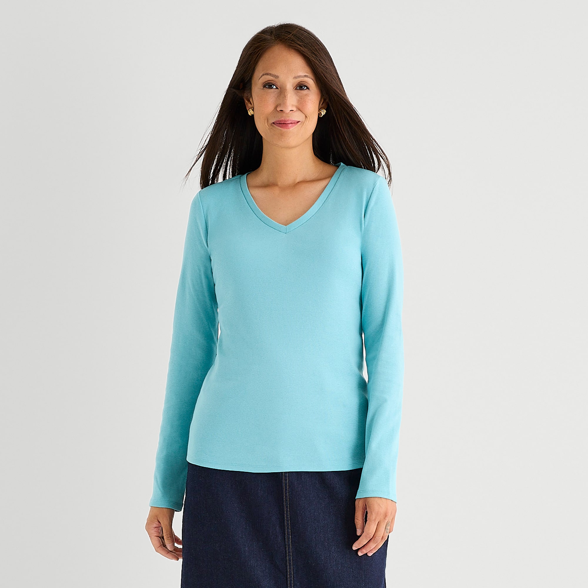 Liz Claiborne Womens V Neck Long Sleeve T-Shirt