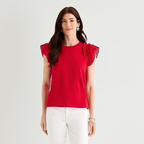 St. John's Bay Womens Crew Neck Short Sleeve T-Shirt, Petite Xx-large, Red