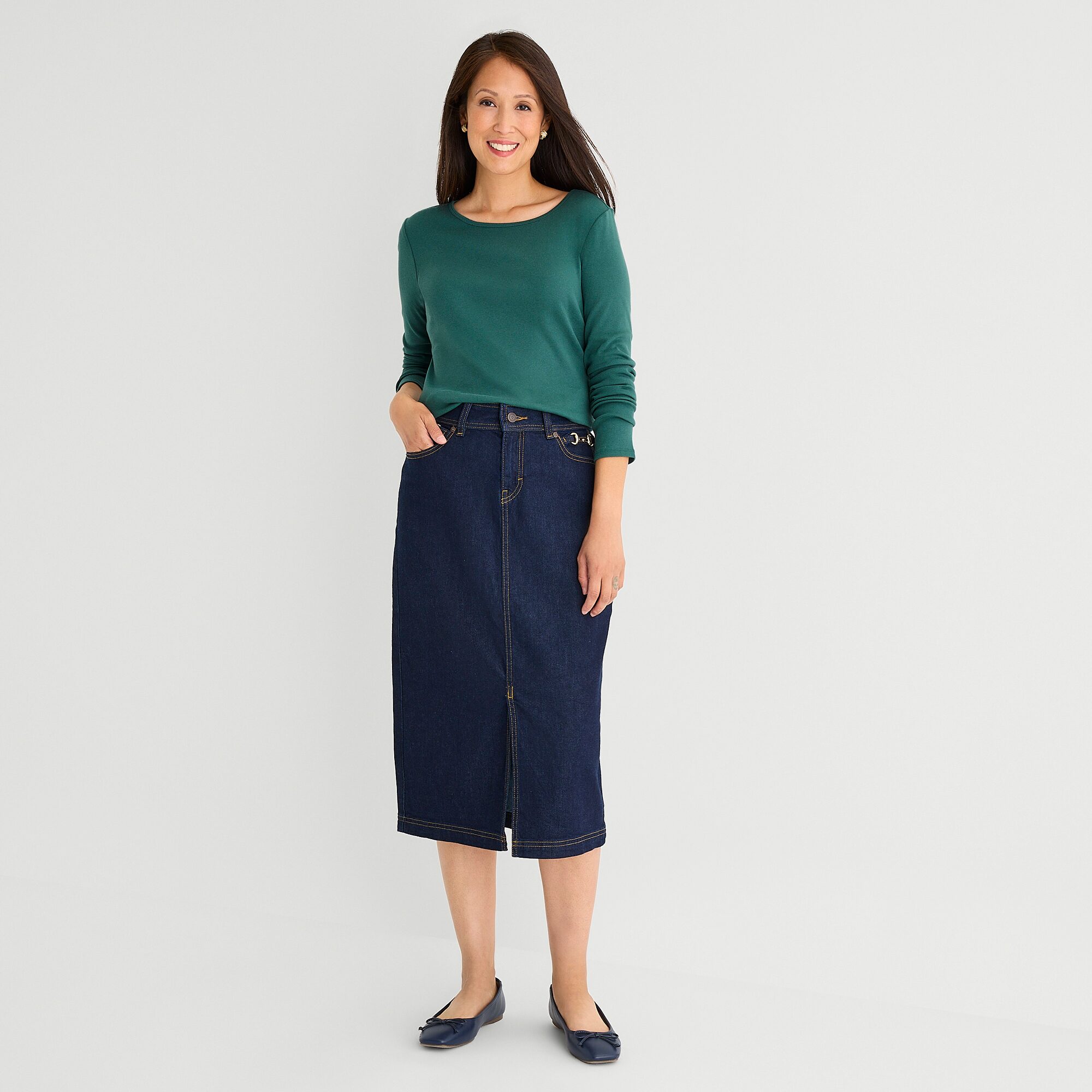 Liz Claiborne Womens Crew Neck Long Sleeve T-Shirt