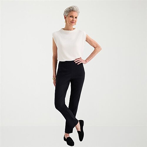 Liz Claiborne Lisa Womens Straight Pull-On Pant, 16w, Black