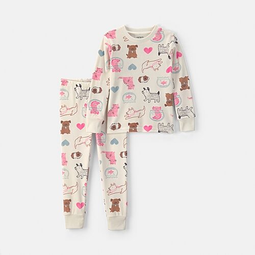 Carter's Dreamplush Toddler Girls Crew Neck Long Sleeve 2-pc. Pajama Set, 2t, White