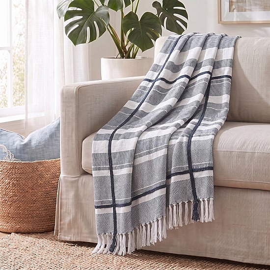 LR Home Adrian Stripe Washable Throw