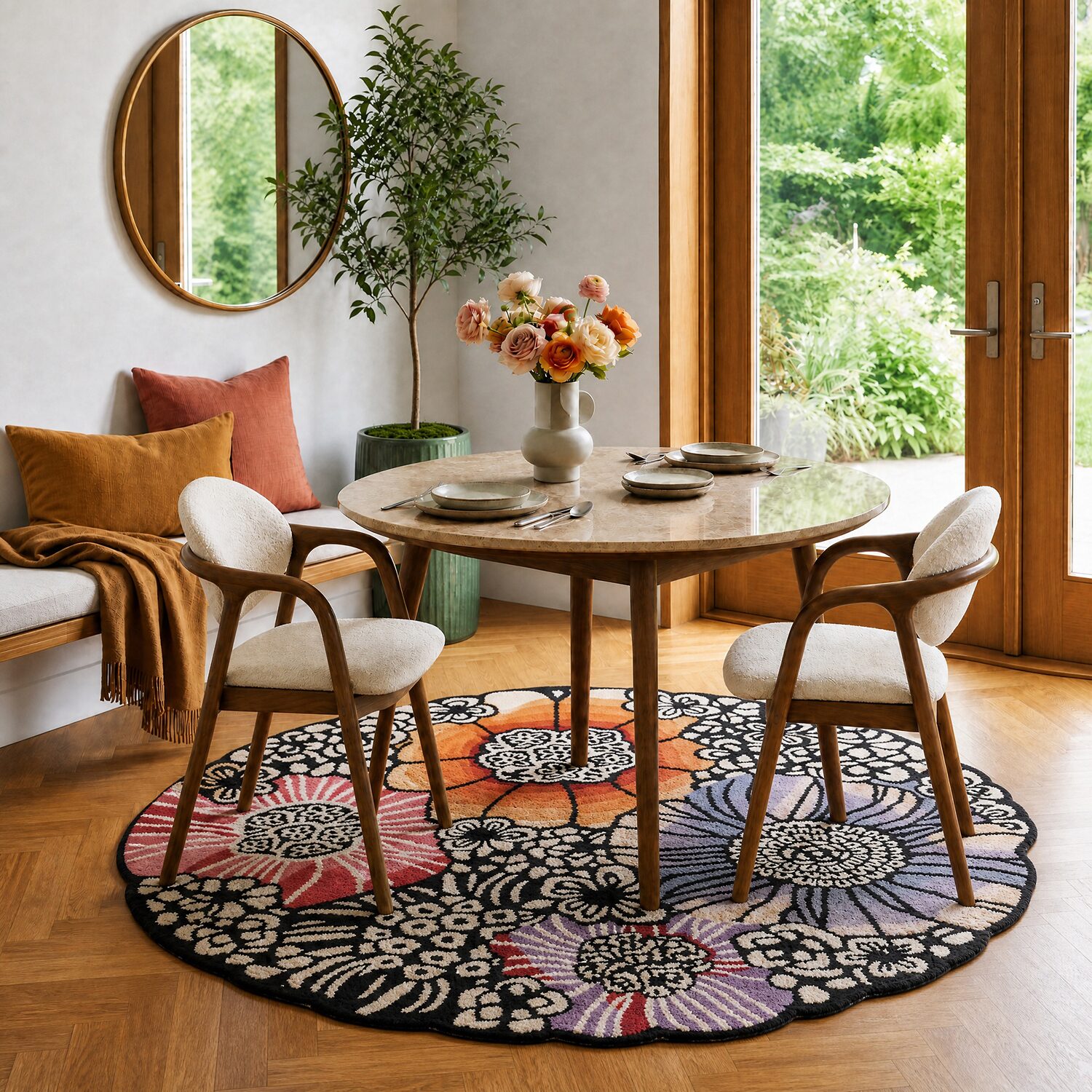 Sindy Frey Floral Hand Tufted Indoor Round Area Rug