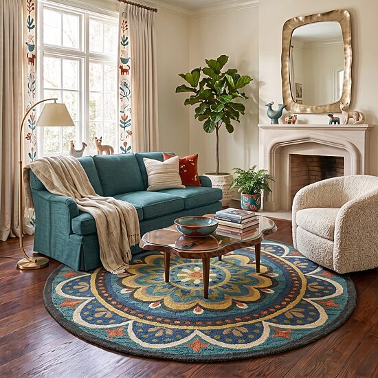 Daisy Ray Floral Hand Tufted Indoor Round Area Rug