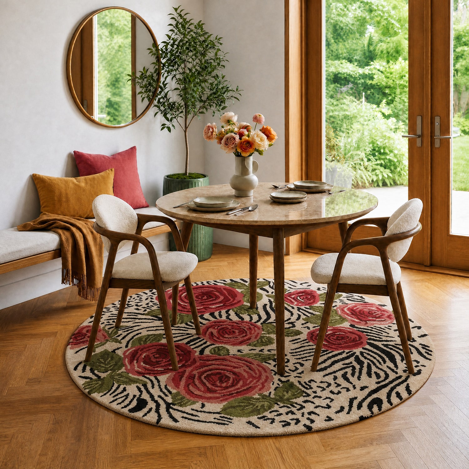 Sindy Astra Floral Hand Tufted Indoor Round Area Rug