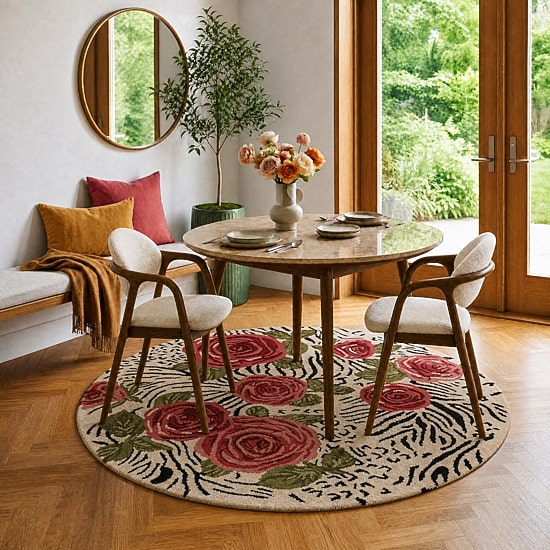 Sindy Astra Floral Hand Tufted Indoor Round Area Rug