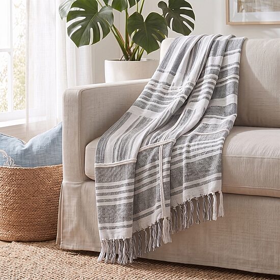 LR Home Cameron Stripe Washable Throw