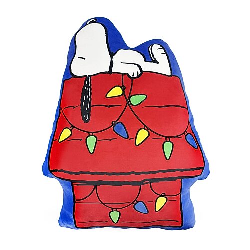 Peanuts Holiday Dog House Cloud  Throw Pillow In Red
