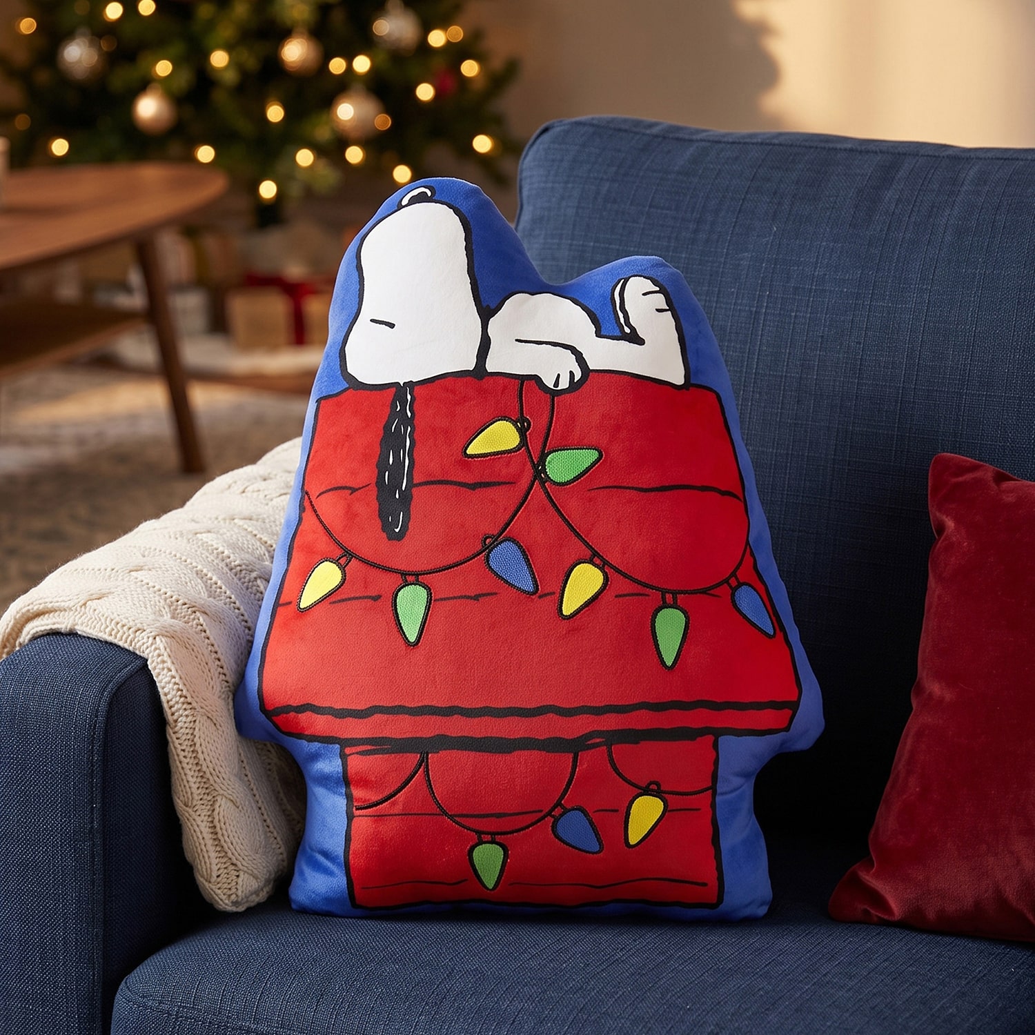 Holiday Dog House Cloud Peanuts Throw Pillow