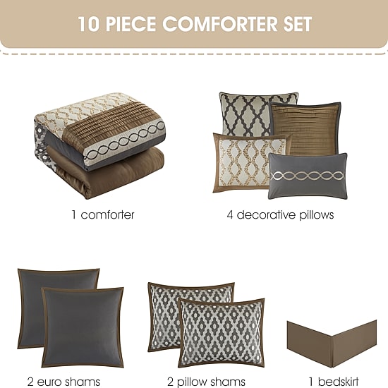 Stratford Park Kelvin 10pc Midweight Comforter Set