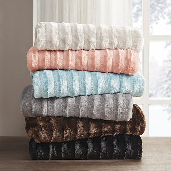 Madison Park York Long Faux-Fur Throw