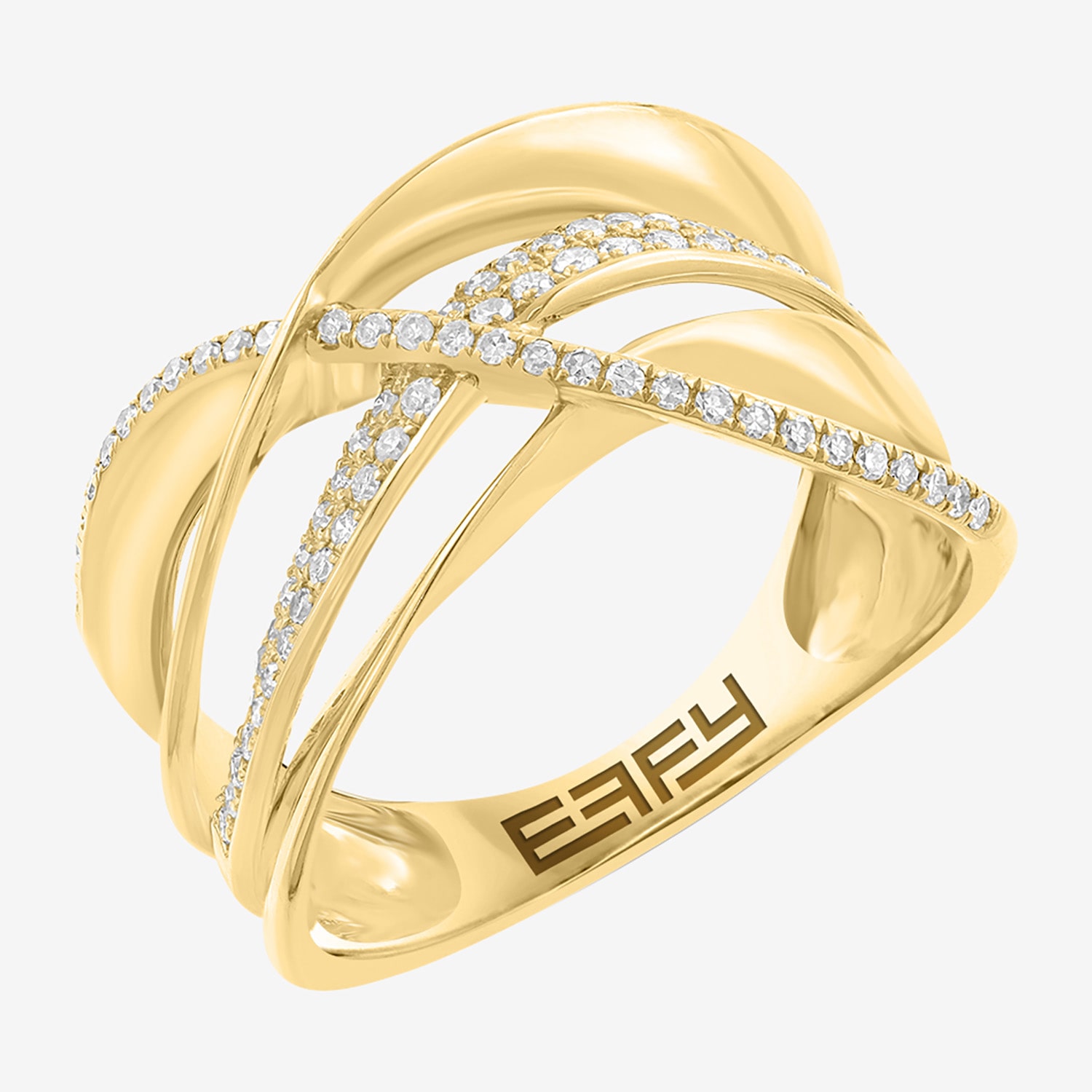 Effy Final Call Limited Quantities! Womens 3MM 1/3 CT. T.W. Natural White Diamond 14K Gold Crossover Band