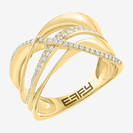 Effy Final Call Limited Quantities! Womens 3MM 1/3 CT. T.W. Natural White Diamond 14K Gold Crossover Band