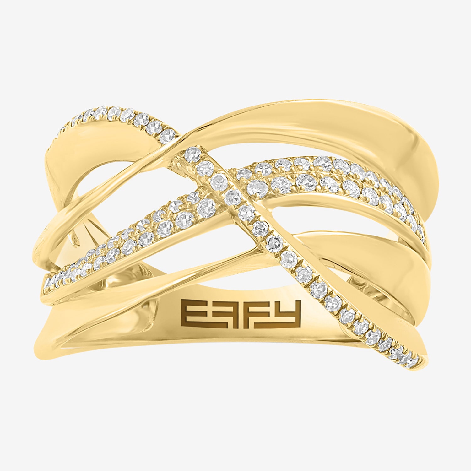Effy Final Call Limited Quantities! Womens 3MM 1/3 CT. T.W. Natural White Diamond 14K Gold Crossover Band