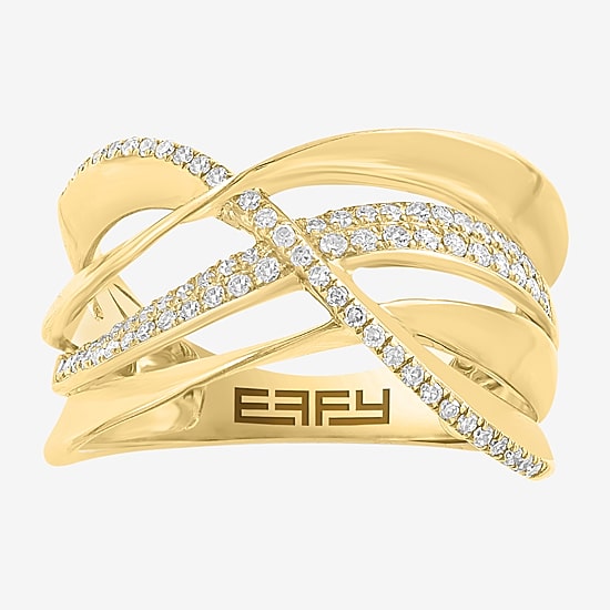 Effy Final Call Limited Quantities! Womens 3MM 1/3 CT. T.W. Natural White Diamond 14K Gold Crossover Band