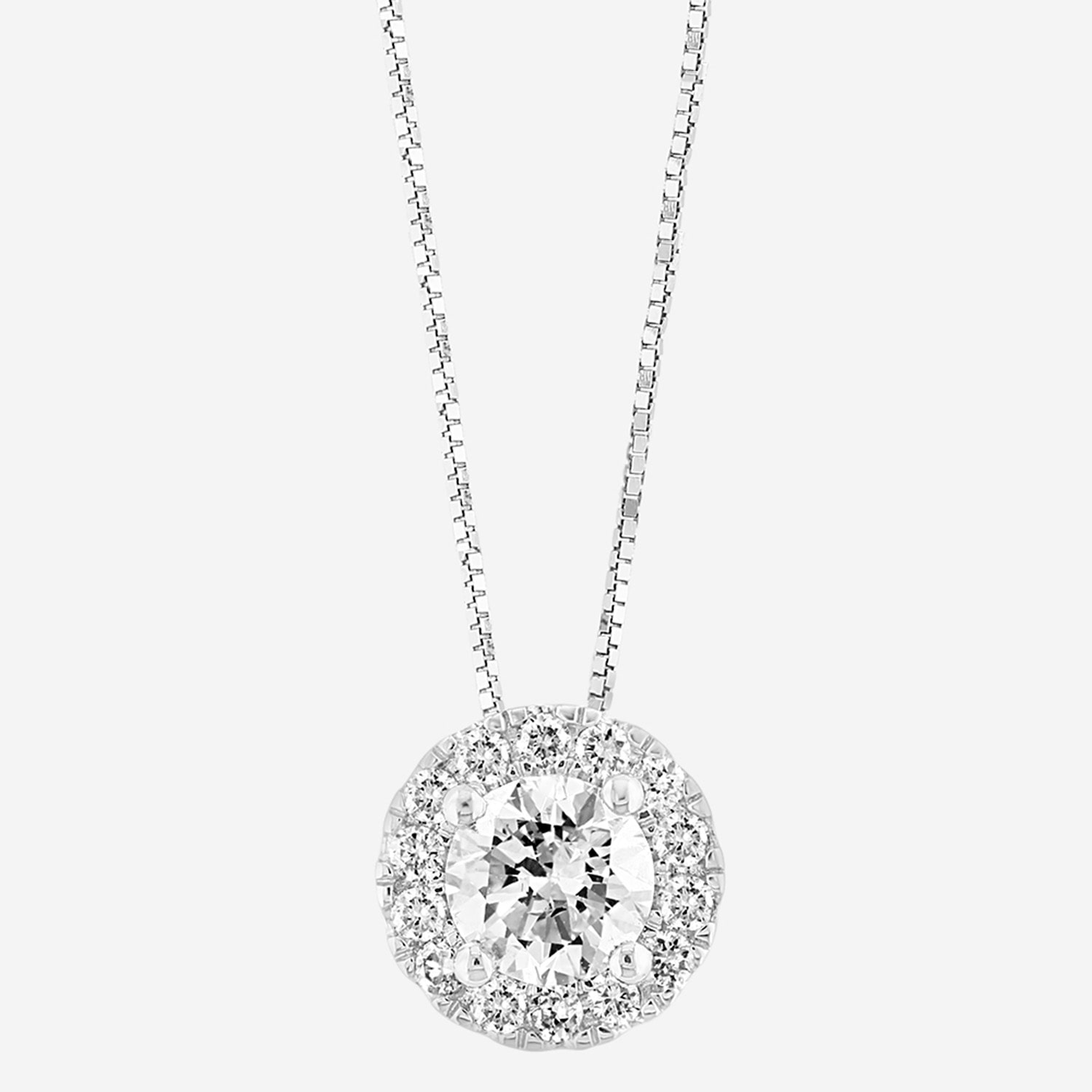Effy Final Call Limited Quantities! Womens 3/4 CT. T.W. Lab Grown White Diamond 14K White Gold Round 18 Inch Pendant Necklace