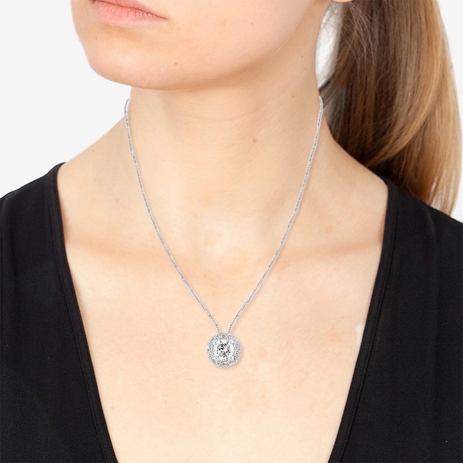 Effy Final Call Limited Quantities! Womens 3/4 CT. T.W. Lab Grown White Diamond 14K White Gold Round 18 Inch Pendant Necklace