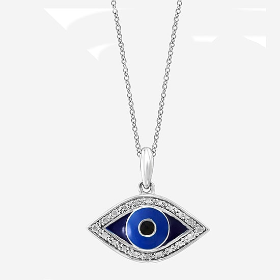 Effy Final Call Limited Quantities! Womens 1/10 CT. T.W. Natural Diamond Sterling Silver Evil Eye 18 Inch Pendant Necklace