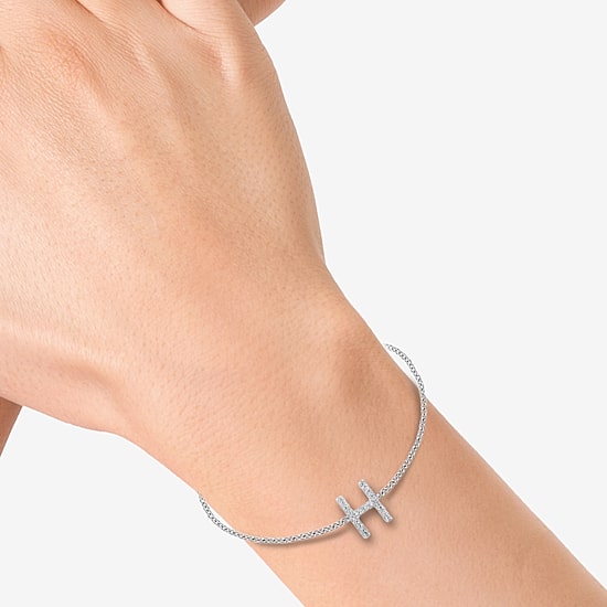 Effy Final Call Limited Quantities! Womens 1/7 CT. T.W. Natural White Diamond Sterling Silver Charm Bracelet
