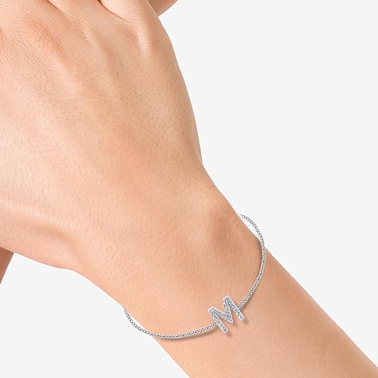 Effy Final Call Limited Quantities! Womens 1/7 CT. T.W. Natural White Diamond Sterling Silver Charm Bracelet