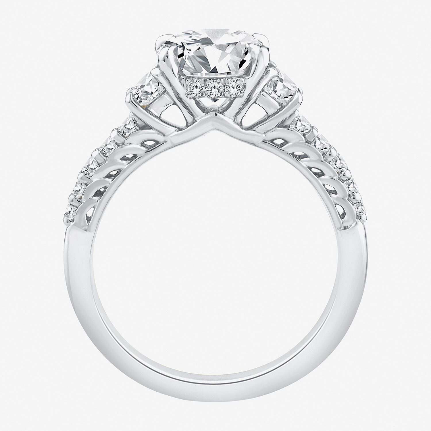 Love Lives Forever (F / Vs2) Womens 2 CT. T.W. Lab Grown White Diamond 14K Gold Round Side Stone -Stone Engagement Ring