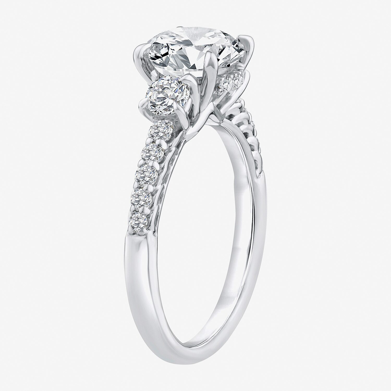 Love Lives Forever (F / Vs2) Womens 2 CT. T.W. Lab Grown White Diamond 14K Gold Round Side Stone -Stone Engagement Ring