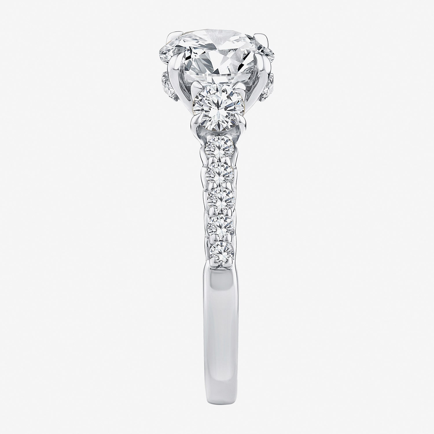 Love Lives Forever (F / Vs2) Womens 2 CT. T.W. Lab Grown White Diamond 14K Gold Round Side Stone -Stone Engagement Ring