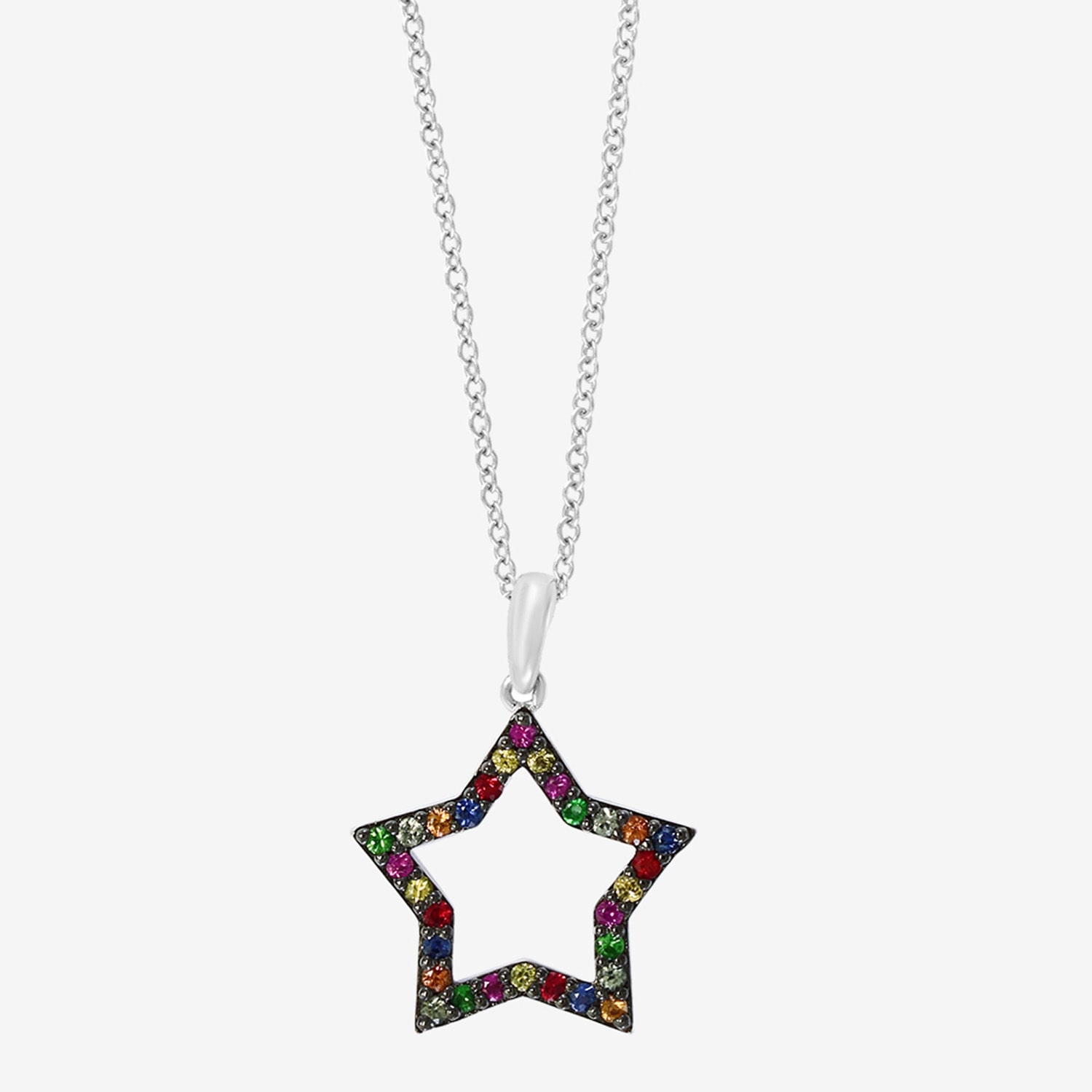 Effy Final Call Limited Quantities! Womens Genuine Multi Color Sapphire Sterling Silver Star 18 Inch Pendant Necklace