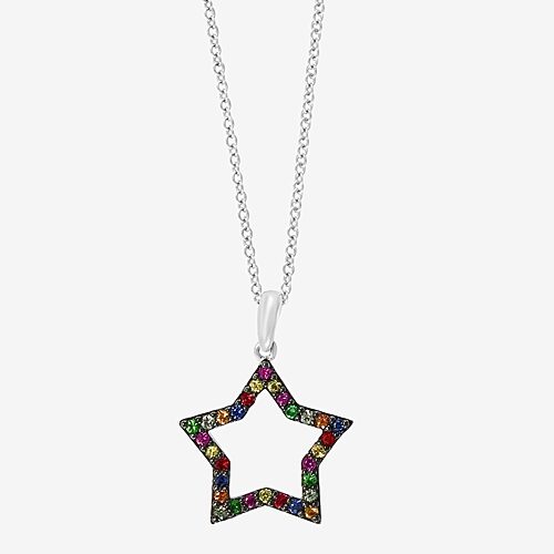 Effy Final Call Limited Quantities! Womens Genuine Multi Color Sapphire Sterling Silver Star 18 Inch Pendant Necklac In Multiple Colors