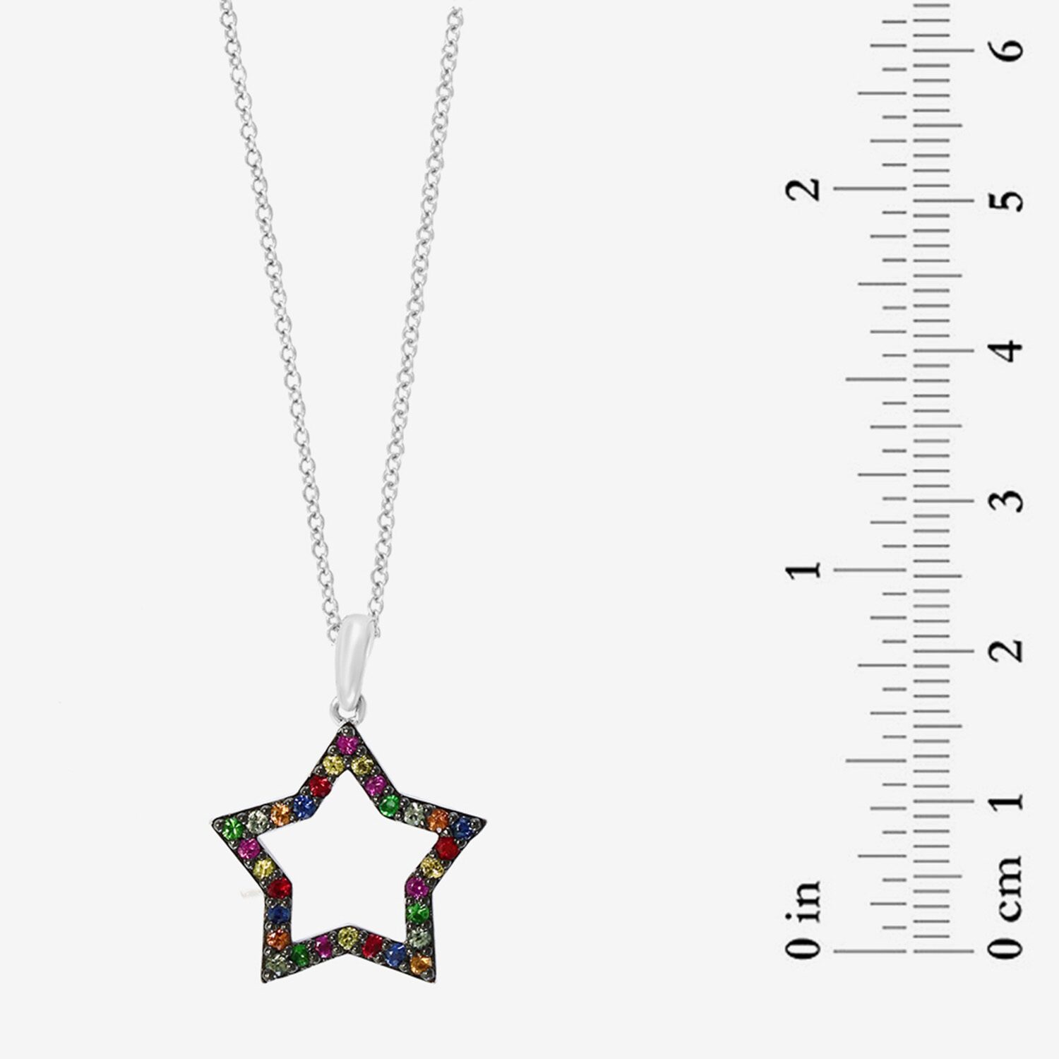Effy Final Call Limited Quantities! Womens Genuine Multi Color Sapphire Sterling Silver Star 18 Inch Pendant Necklace