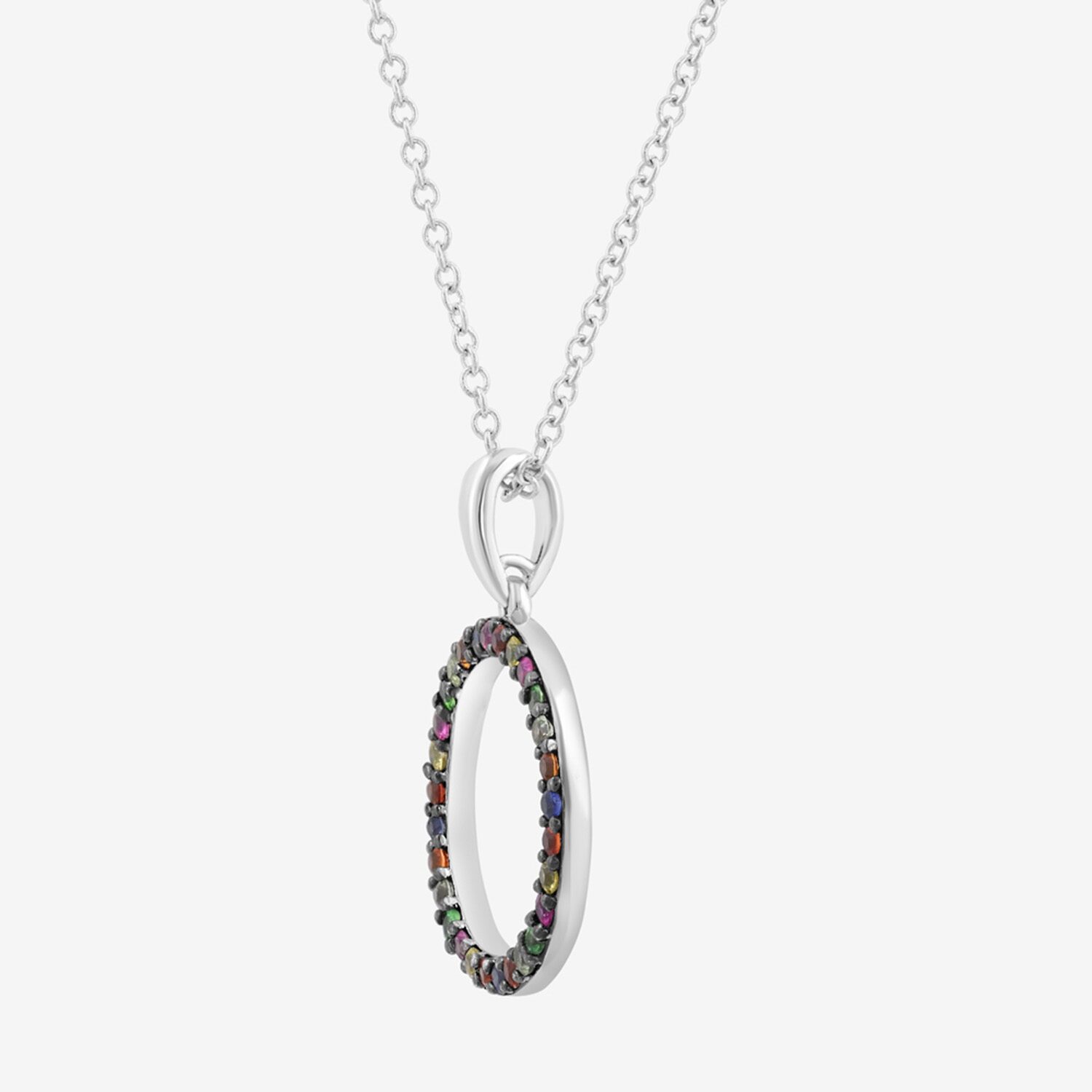 Effy Final Call Limited Quantities! Womens Genuine Multi Color Sapphire Sterling Silver Round 18 Inch Pendant Necklace