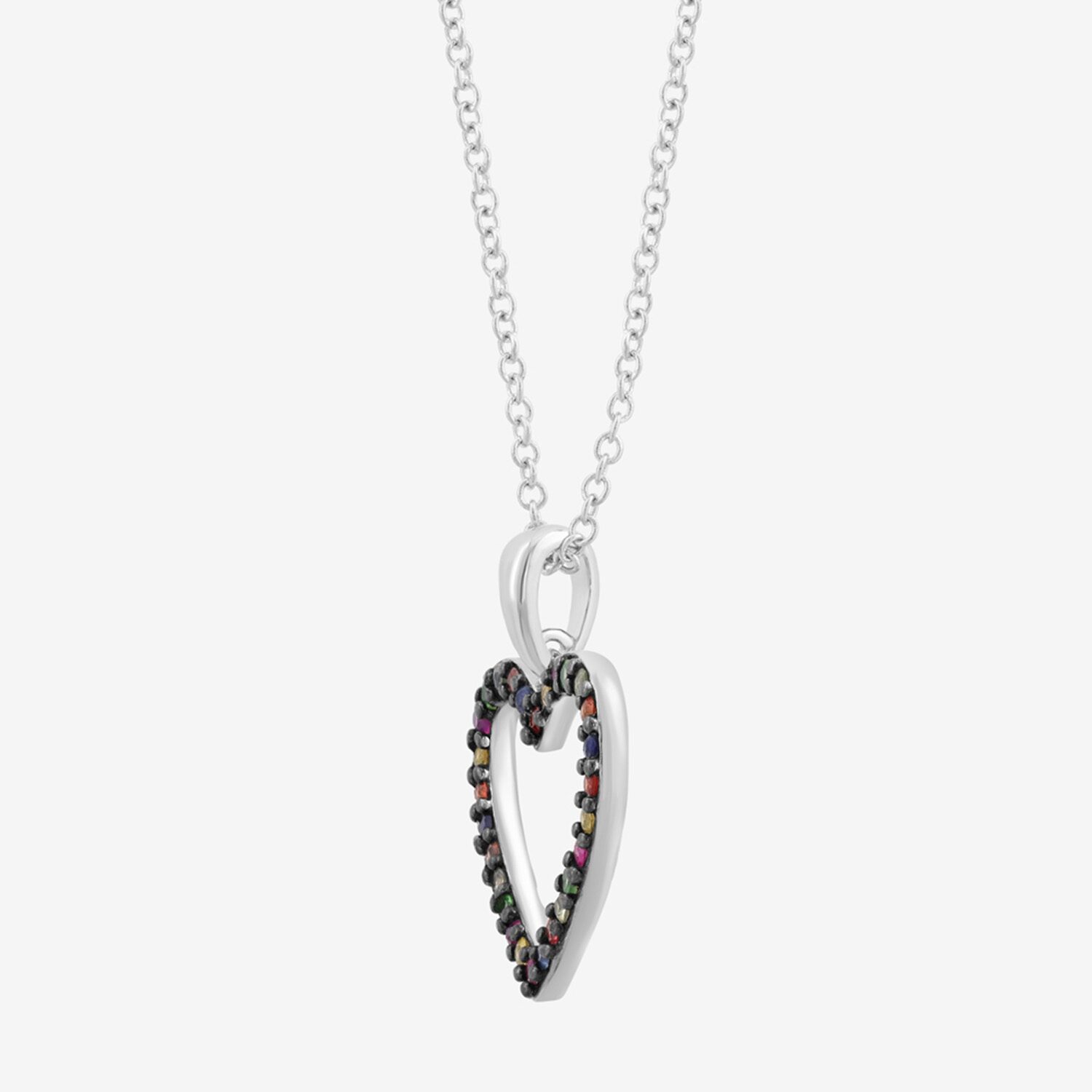 Effy Final Call Limited Quantities! Womens Genuine Multi Color Sapphire Sterling Silver Heart 18 Inch Pendant Necklace