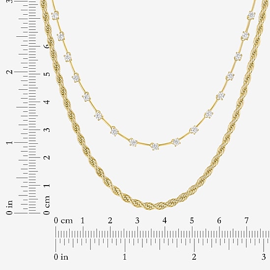 Yes, Please! Womens Lab Created White Sapphire 14K Gold Over Brass 2-pc. Necklace Set