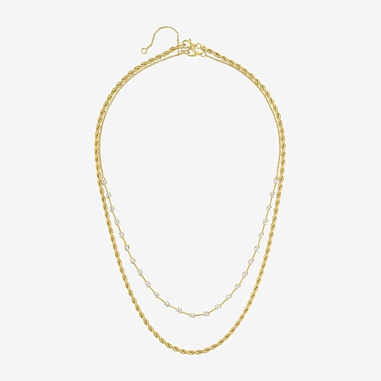 Yes, Please! Womens Lab Created White Sapphire 14K Gold Over Brass 2-pc. Necklace Set