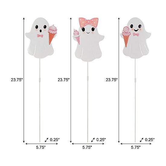 Glitzhome 24" Metal Pink Ghosts Halloween Yard Art