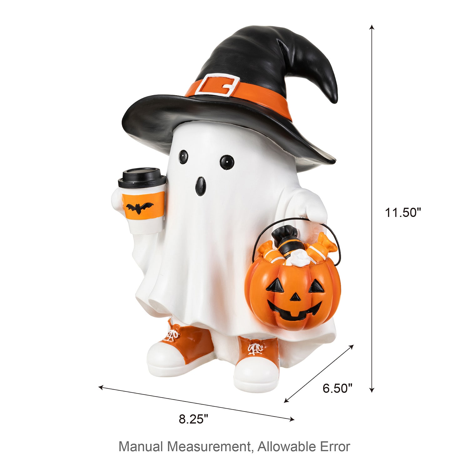 Glitzhome 12" Resin Witch Ghost Halloween Tabletop Decor