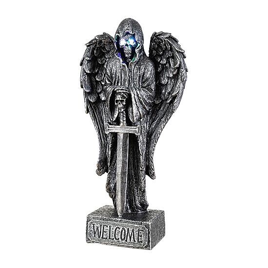 Glitzhome 12"Lighted Resin Grim Reaper Tabletop Decor
