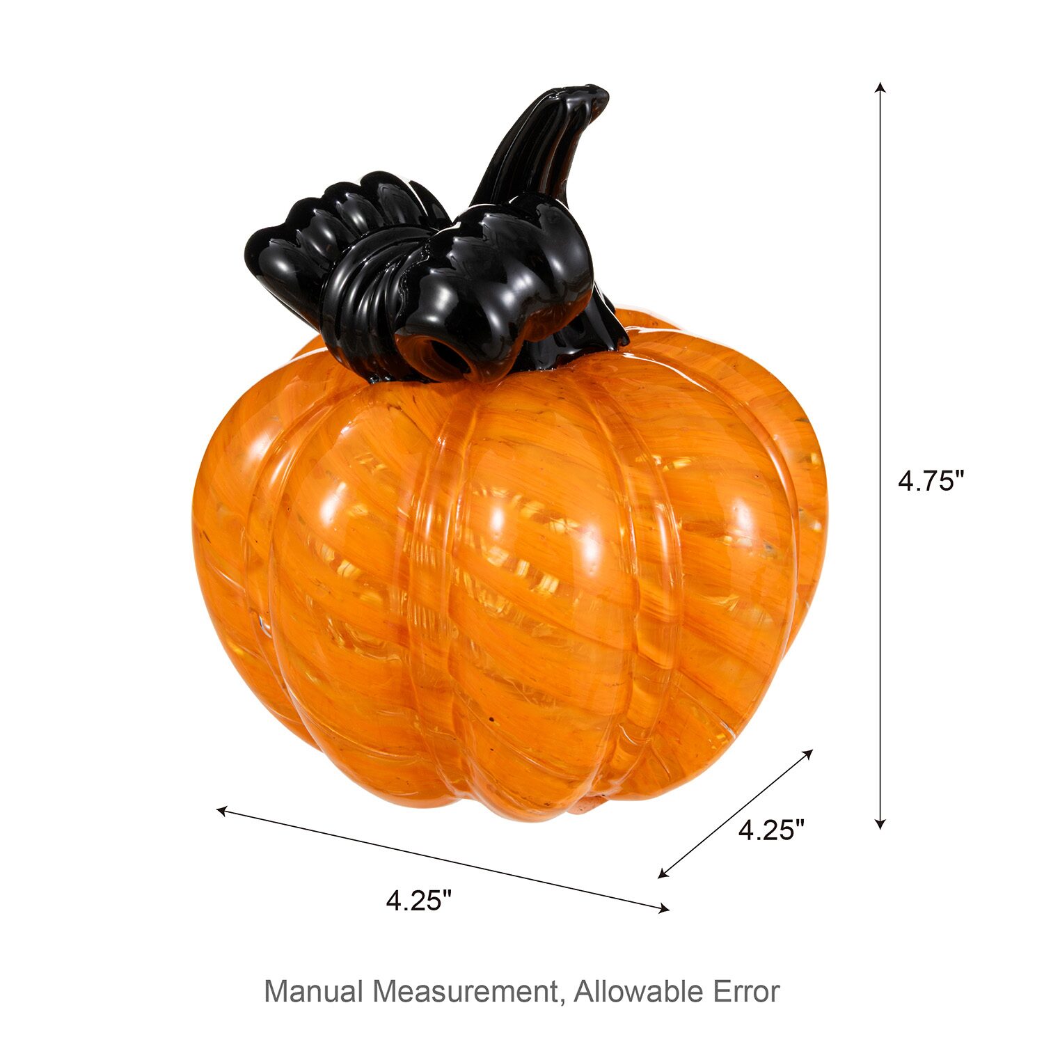 Glitzhome 5" Striped Glass Pumpkin Halloween Tabletop Decor