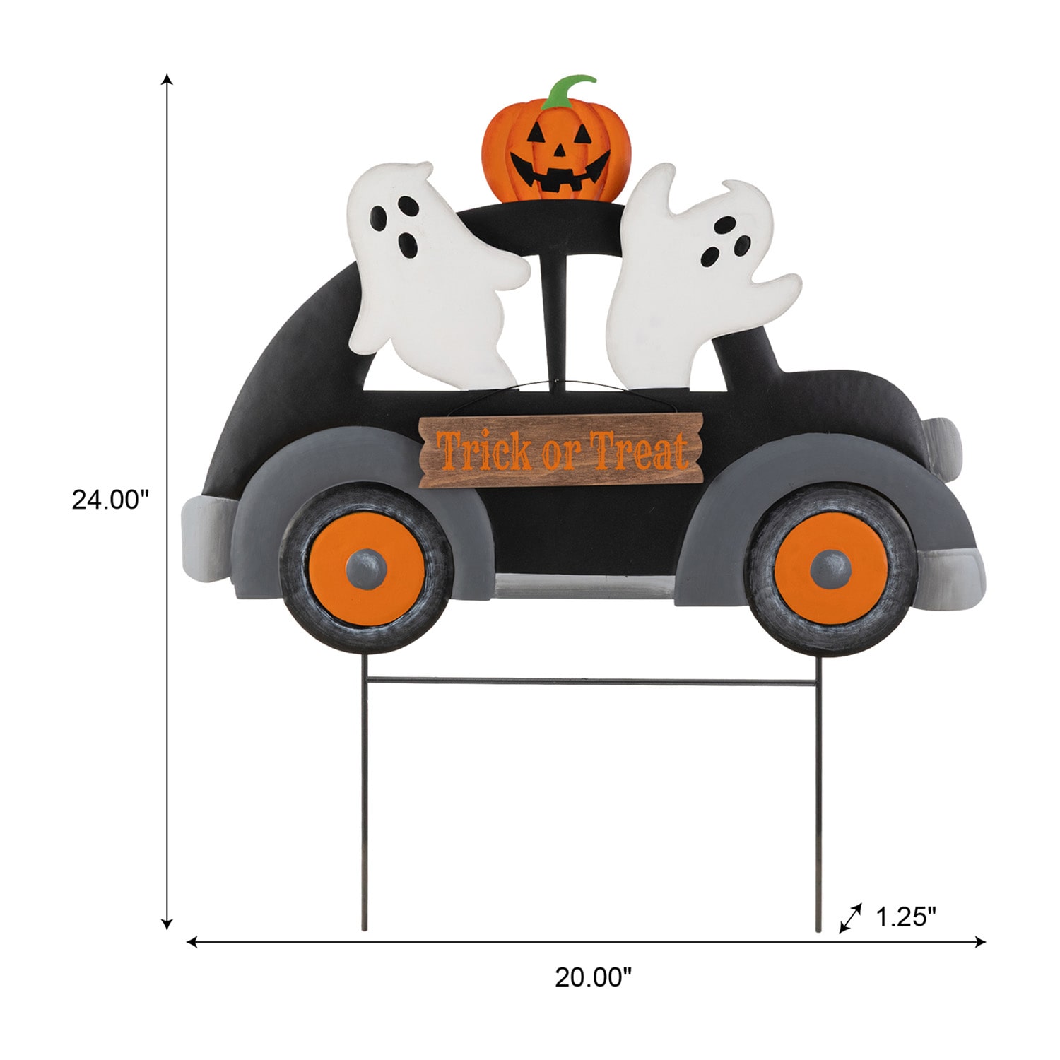 Glitzhome 24" Metal Ghost Car Halloween Yard Art