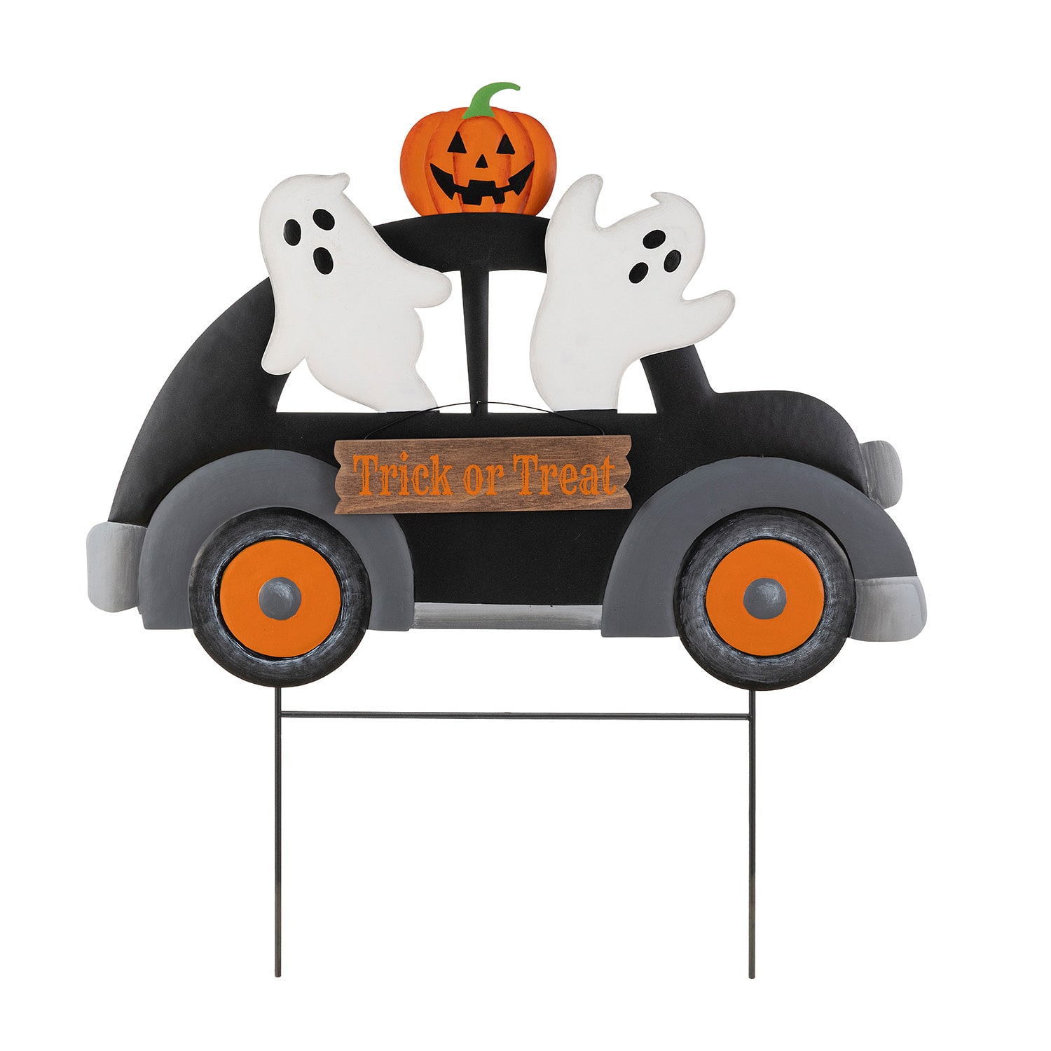 Glitzhome 24" Metal Ghost Car Halloween Yard Art
