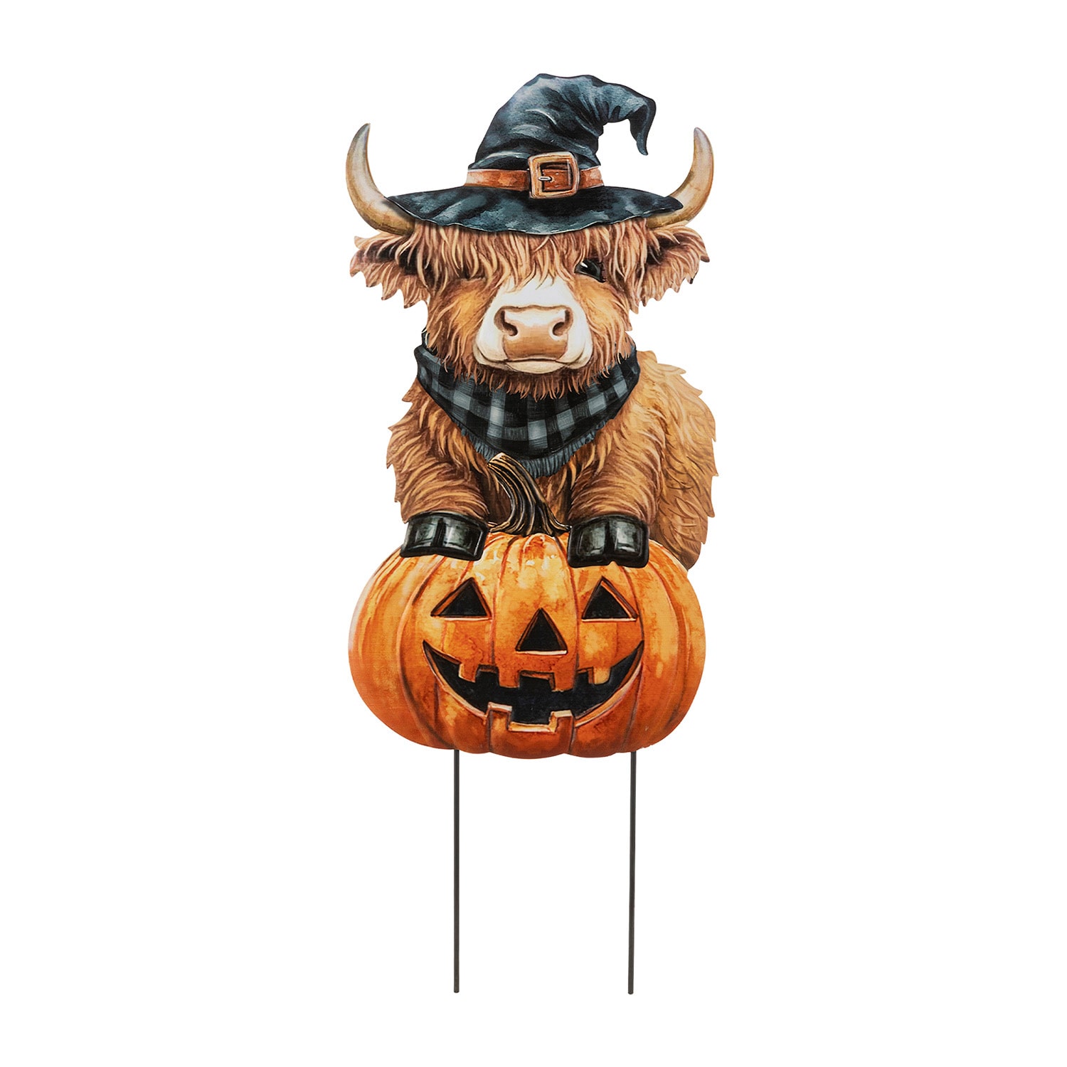 Glitzhome 30"Metal Painted Highland Cow Halloween Yard Art