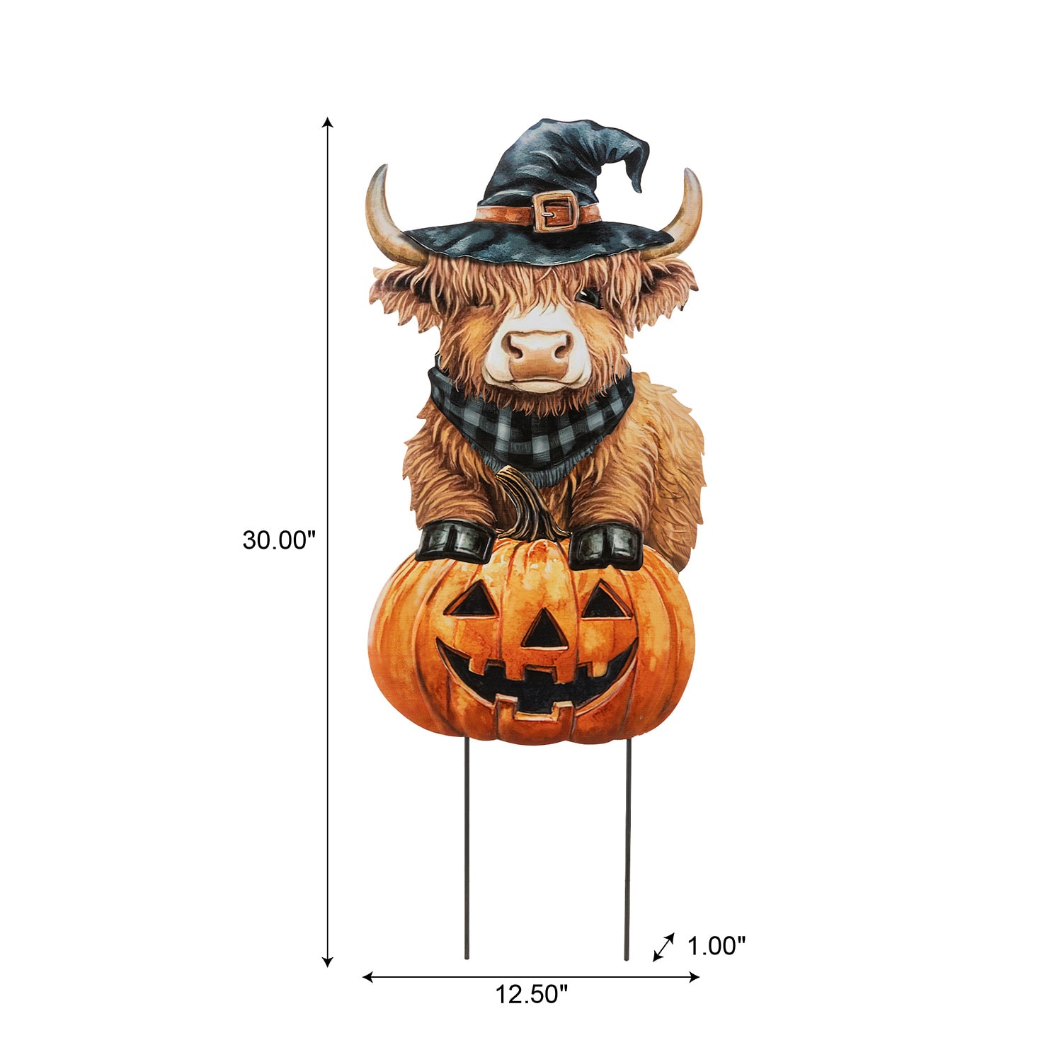 Glitzhome 30"Metal Painted Highland Cow Halloween Yard Art